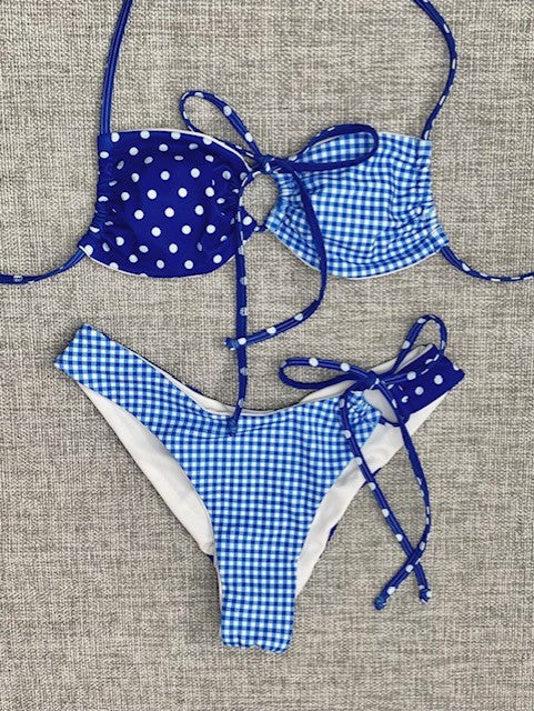 Blue Gingham/Polka Dot Bikini